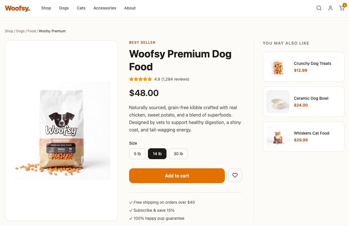 An ecommerce site showing recommendations